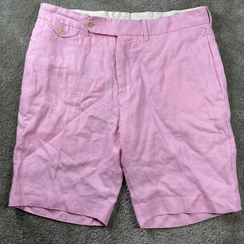 Polo Ralph Lauren Shorts Mens 34 Pink 100% Linen Classic Preppy